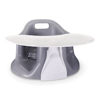 UpSeat Floor & Booster Seat, Grey Front_Three_Fourths_Angled_Right