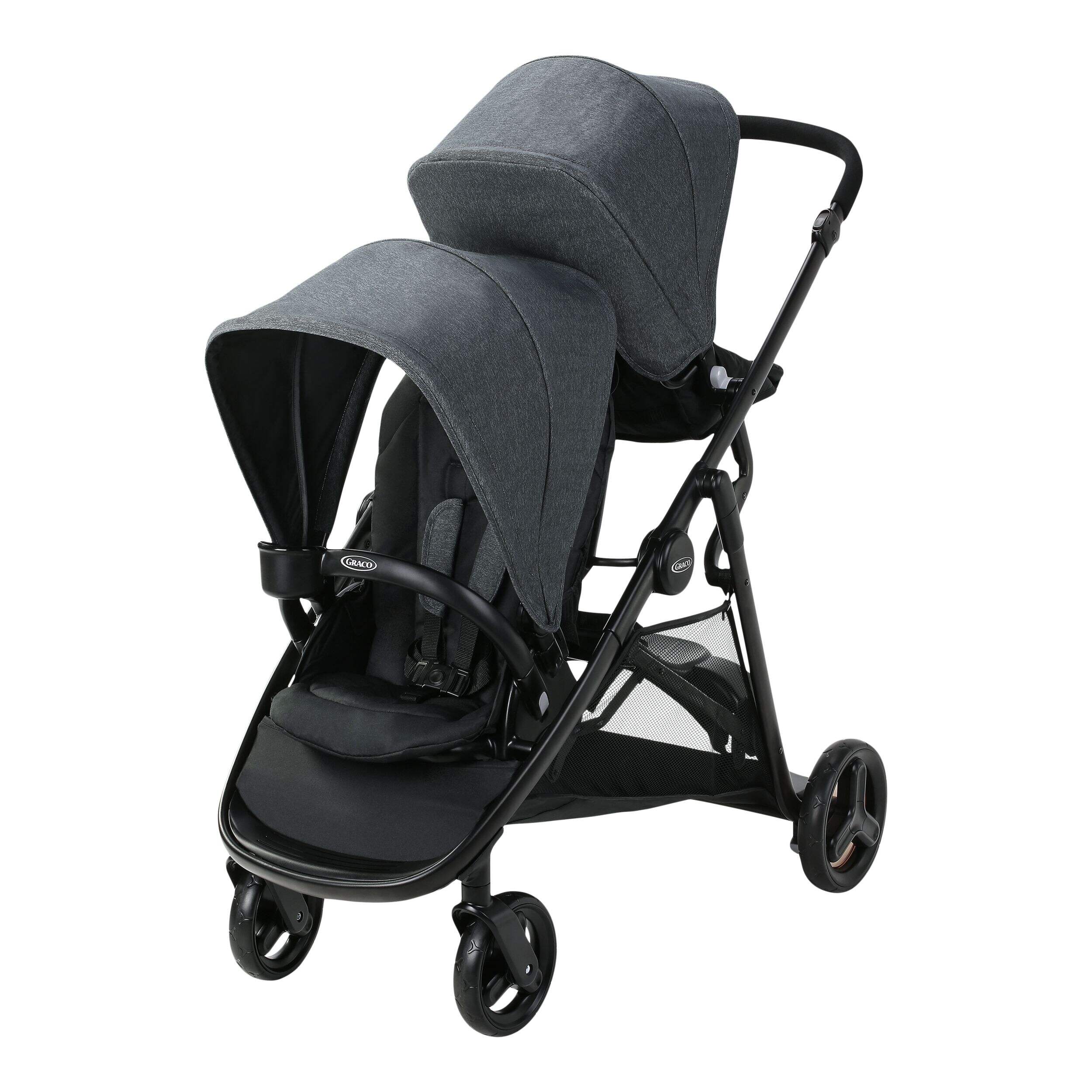 Graco Ready2Grow 2.0 Double Stroller, Foldable and Lightweight Baby Stroller, Rafa Front_Angled_Left