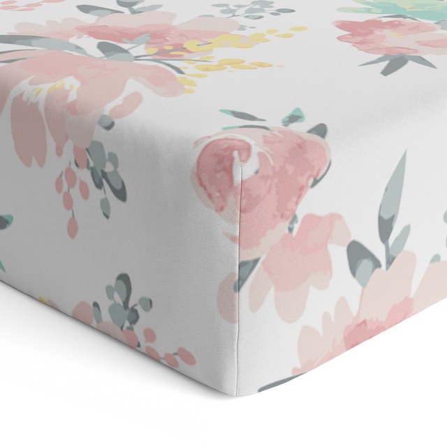 Kushies Fitted Percale Crib Sheet, Watercolour Blooms Canadian Tire