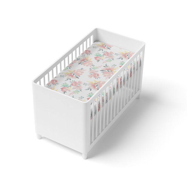 Kushies Fitted Percale Crib Sheet, Watercolour Blooms Canadian Tire