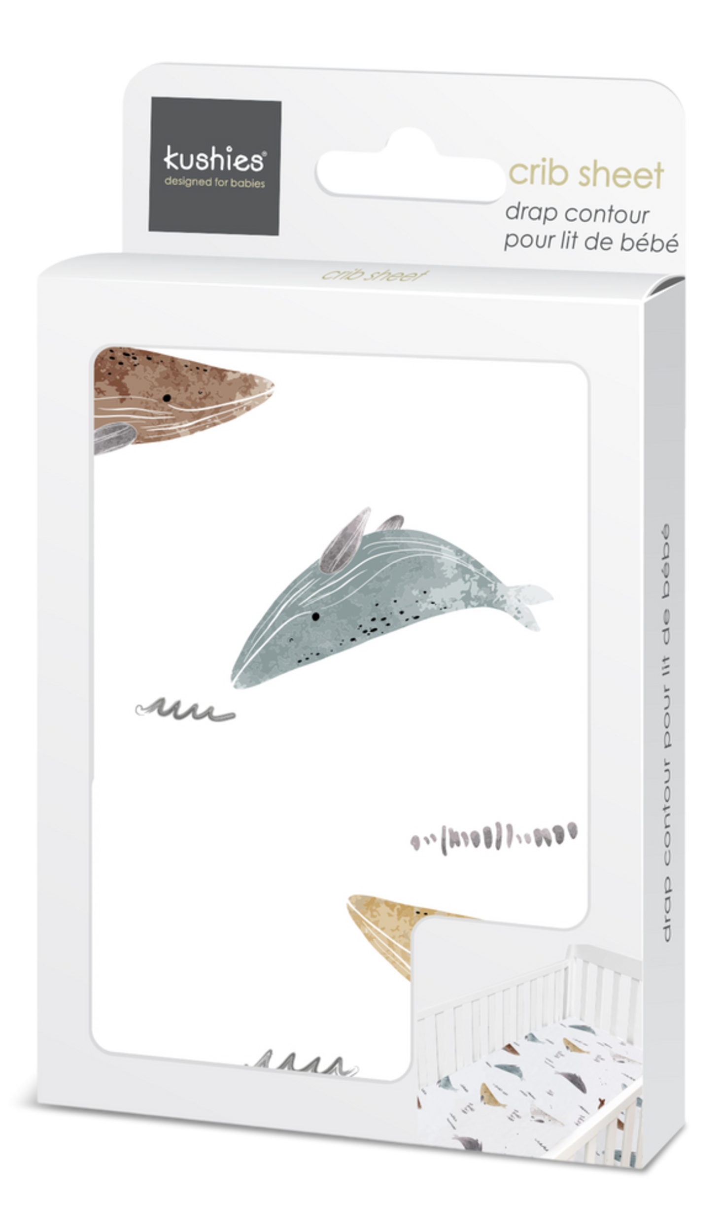Kushies Fitted Percale Crib Sheet, Whales Pattern Canadian Tire
