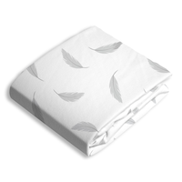 Kushies Percale Changing Pad Cover, Feathers Front_Three_Fourths_Angled_Left