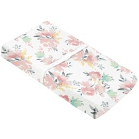 Kushies Percale Changing Pad Cover, Watercolour Blooms Front_Angled_Right