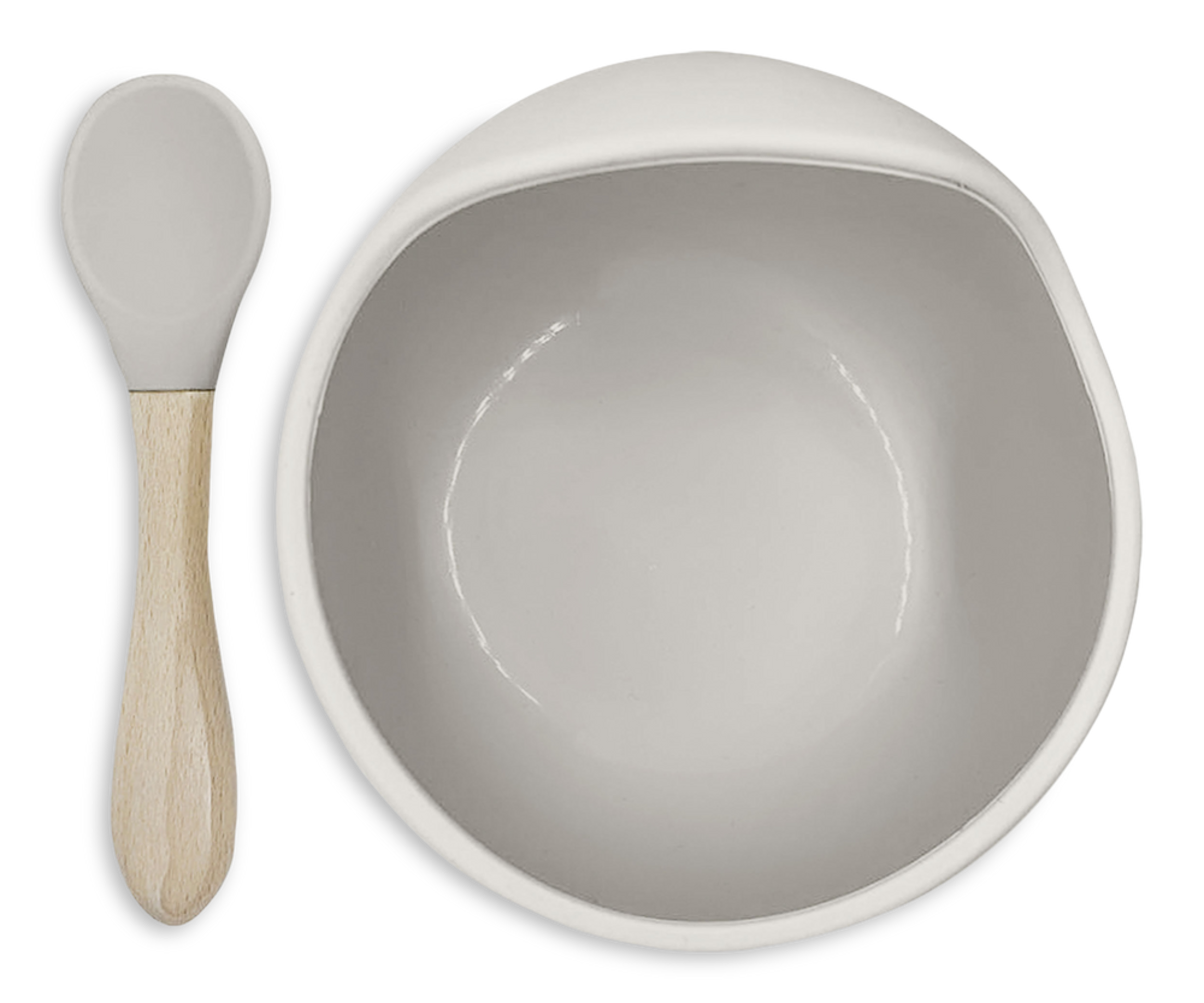 Kushies Siliscoop Silicone Bowl & Spoon Set, Sand, 2-pc Front_Flat