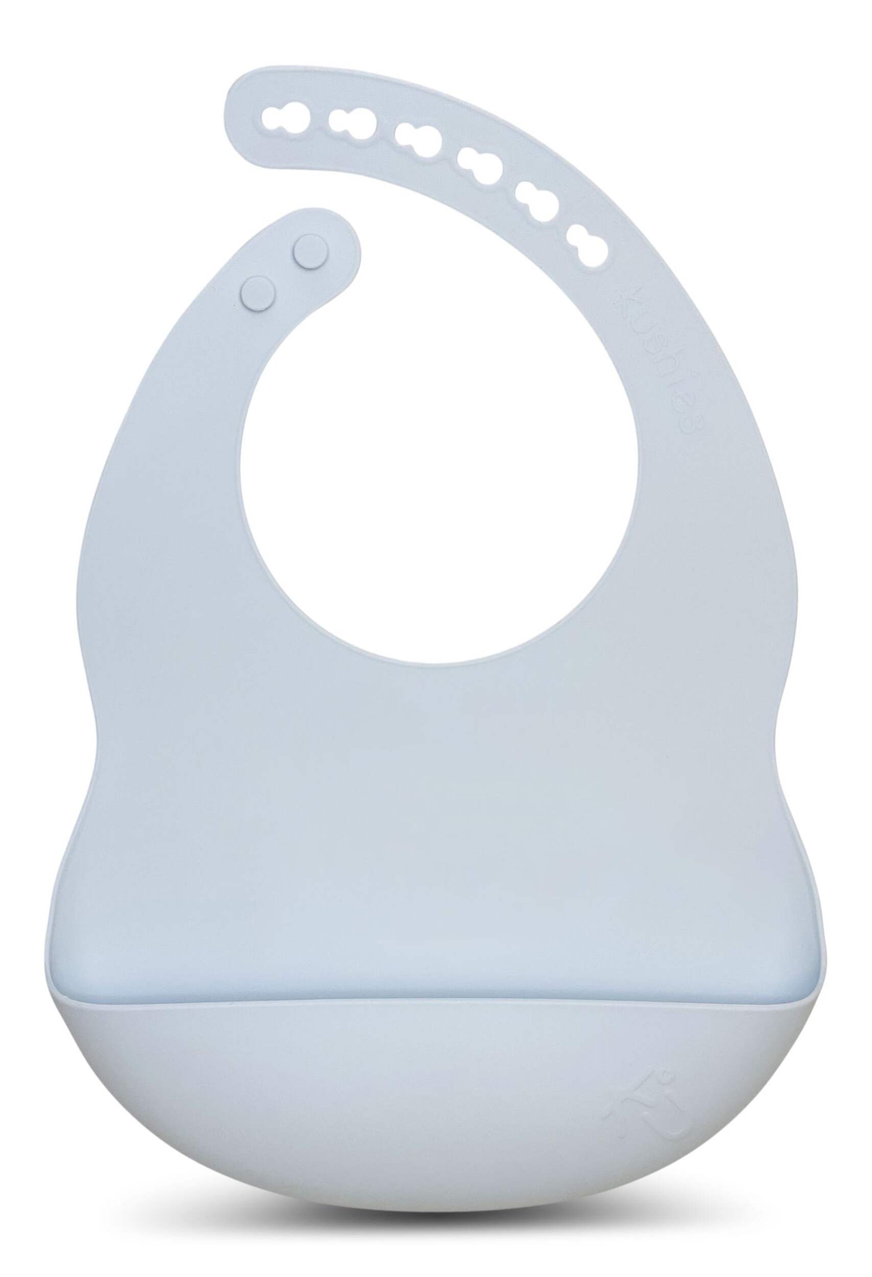 Kushies Silibib Silicone Feeding Bib, Blue Front_Flat