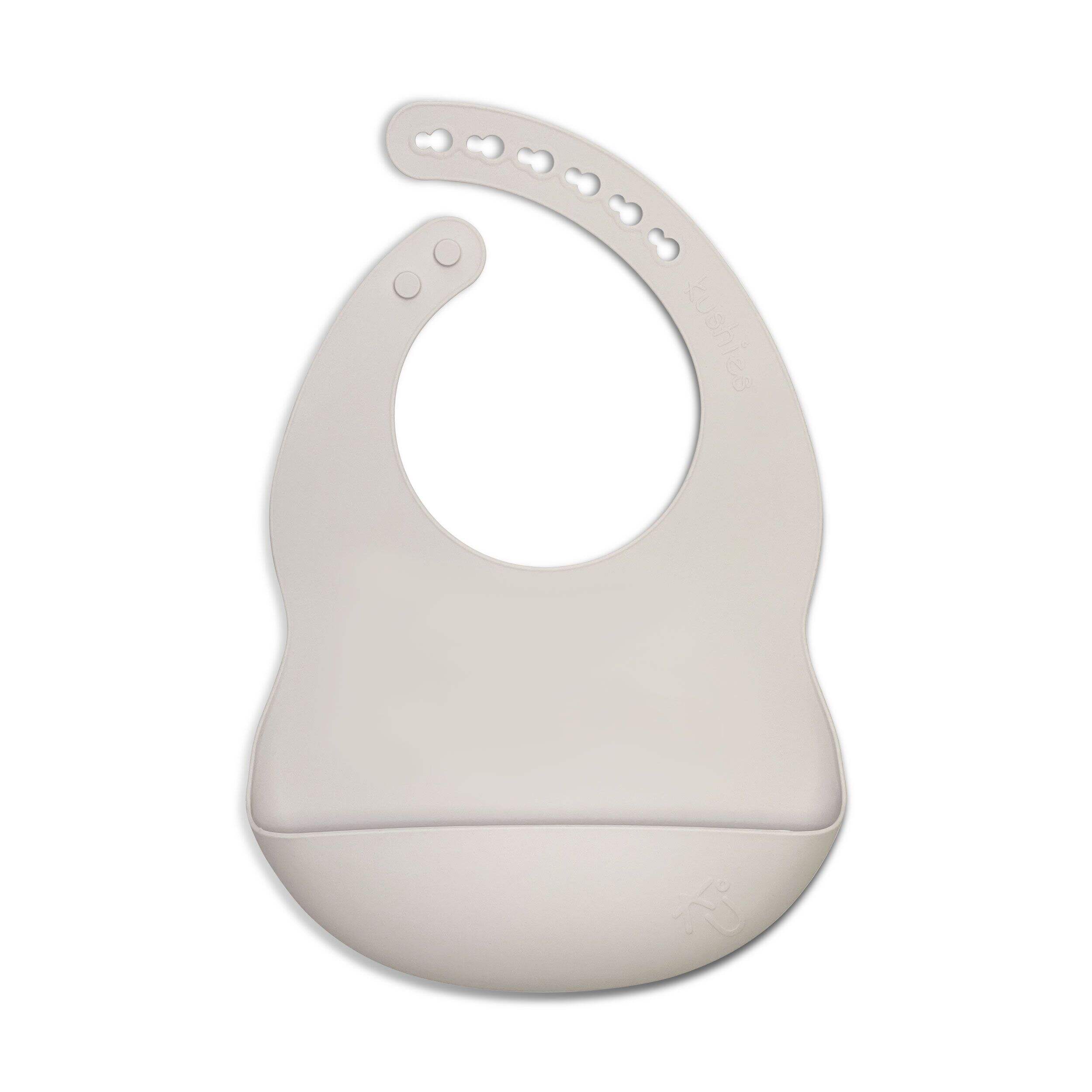 Kushies Silibib - Bavoir en silicone, sable Front_Flat