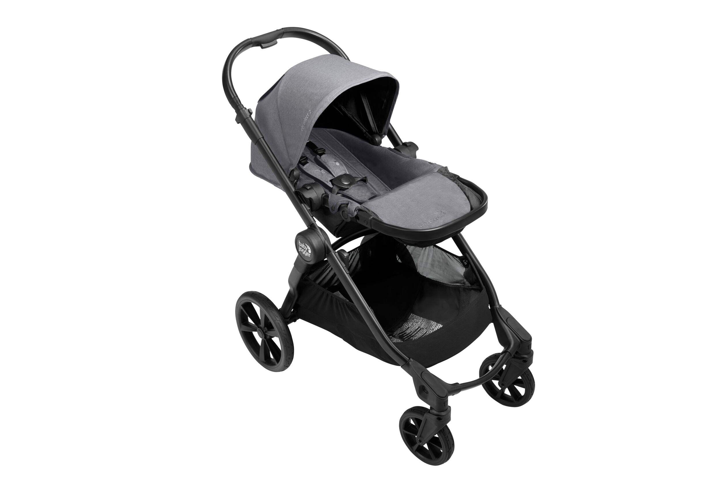 Baby Jogger City Select 2 Stroller, Grey Front_Three_Fourths_Angled_Right