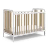 Storkcraft® Pasadena 3-in-1 Convertible Crib, White + Driftwood Front_Three_Fourths_Angled_Right