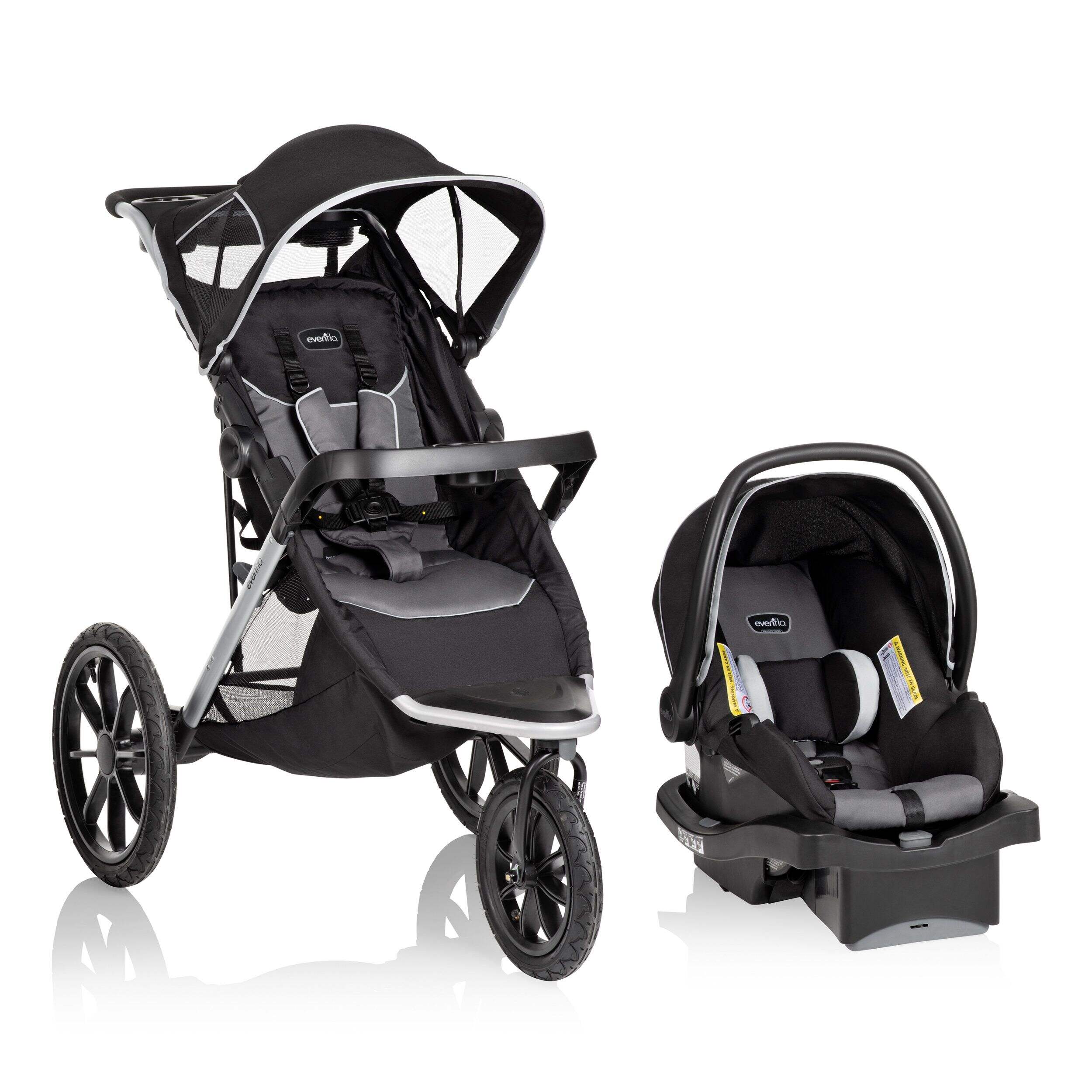 Evenflo Victory Plus Jogger Stroller Travel System, Grey Front_Three_Fourths_Angled_Right