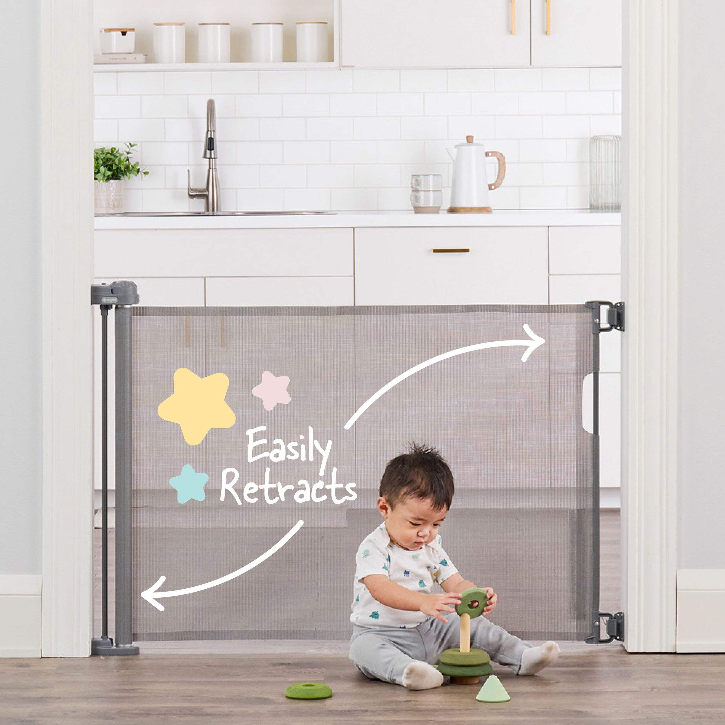 Regalo Retractable Baby Safety Gate, 50-in, Grey Front_Flat