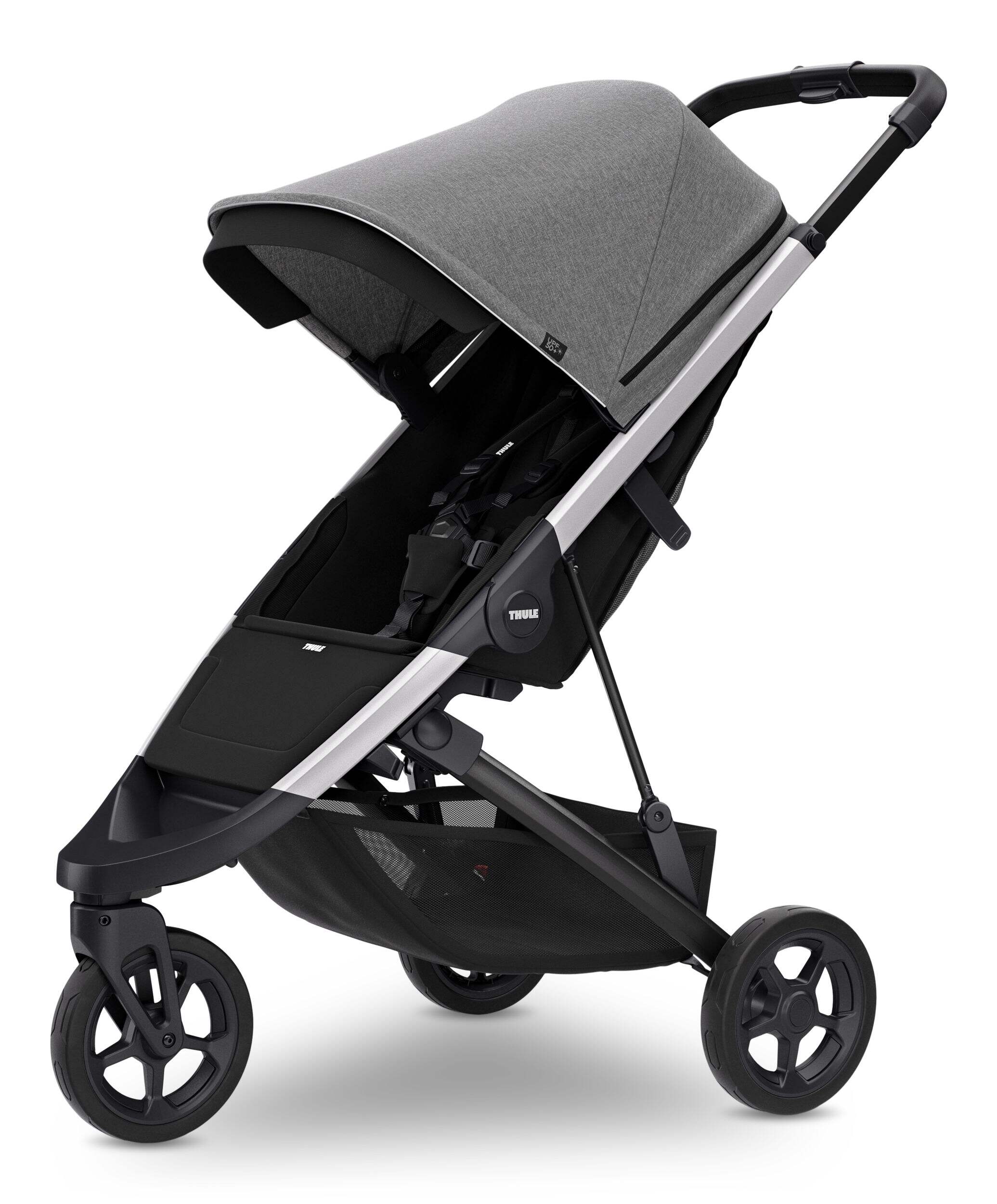 Thule Spring Lightweight Everyday Stroller, Grey Mélange Front_Three_Fourths_Angled_Left