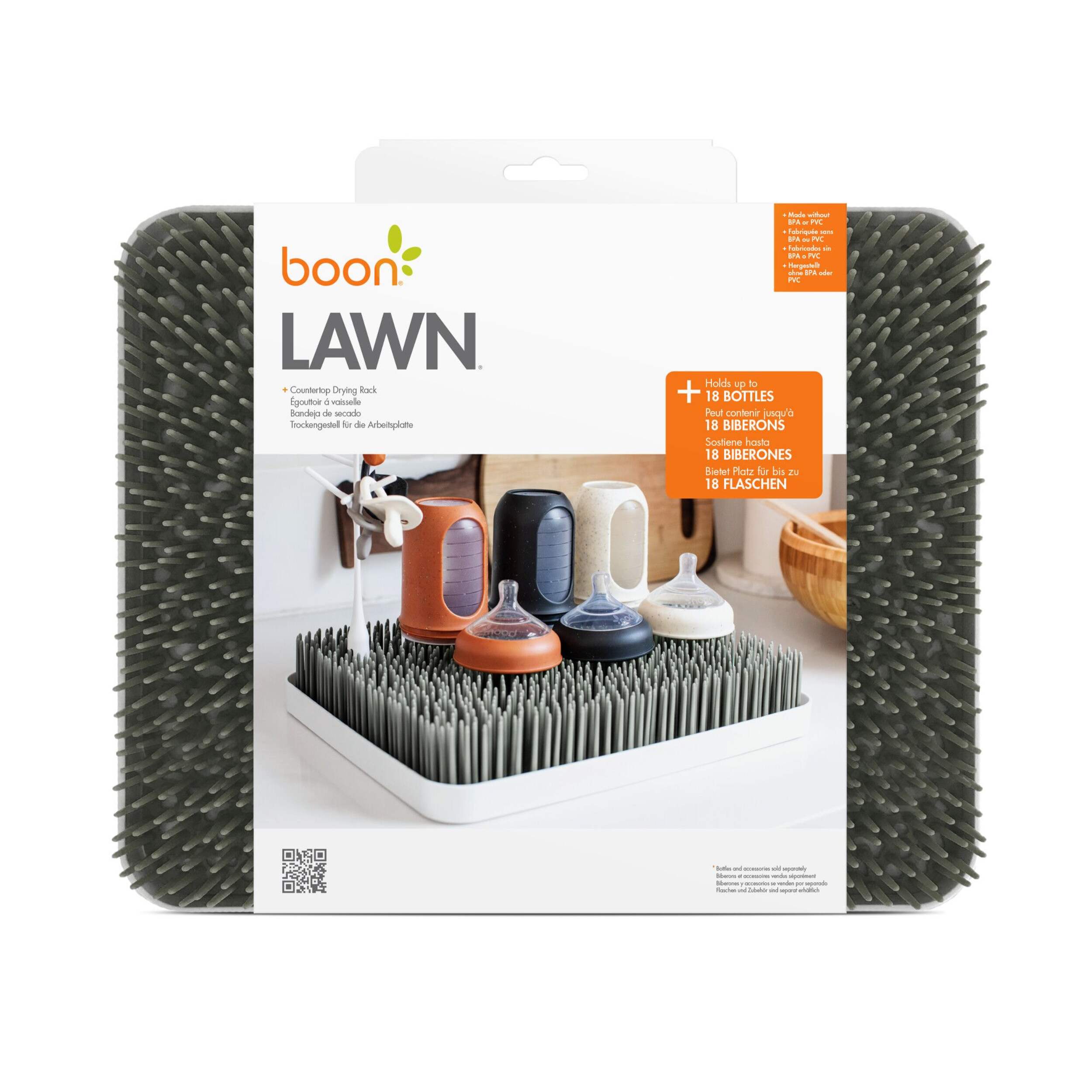 Boon Lawn Countertop Drying Rack, Grey Front_Flat