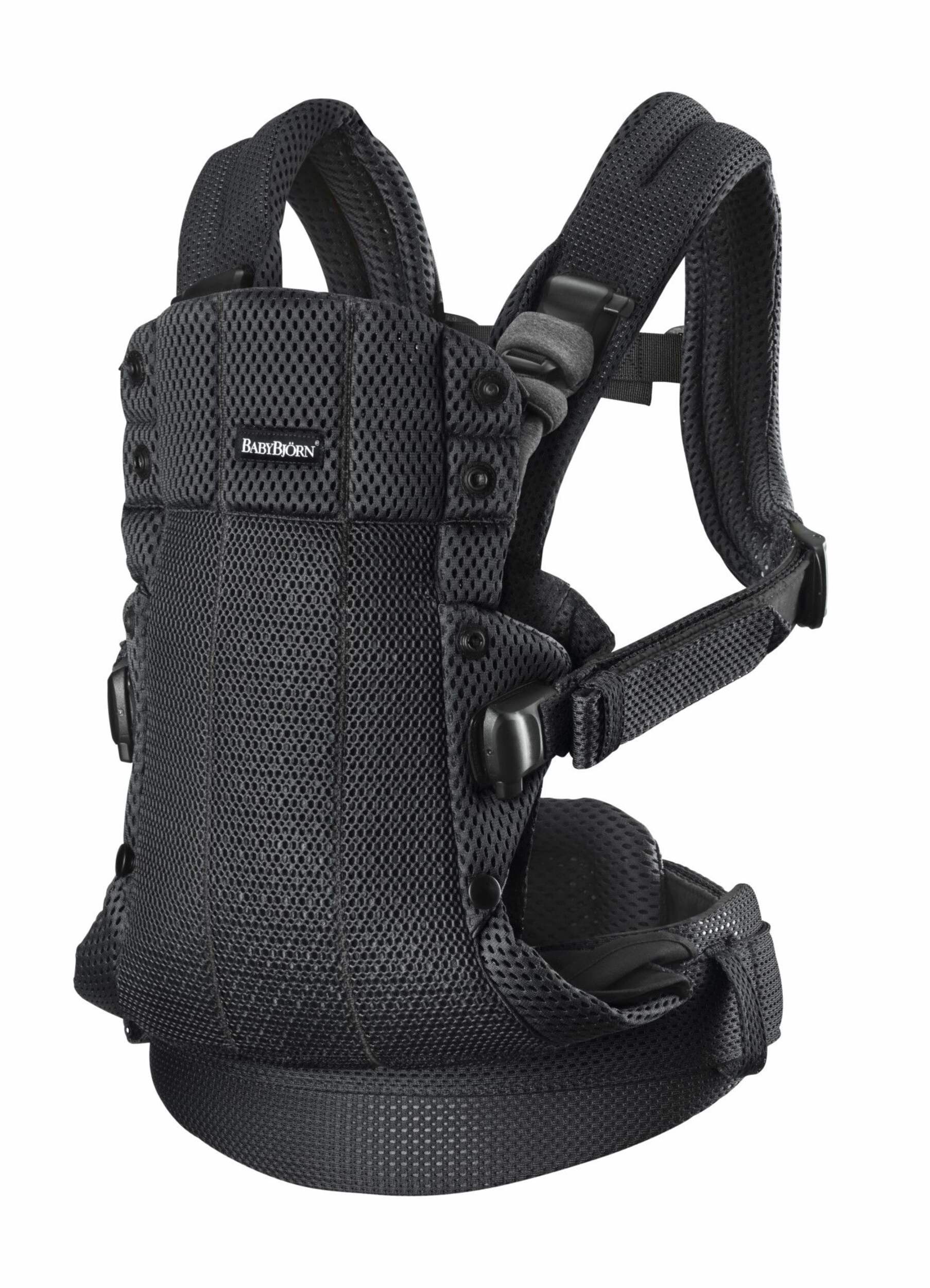BabyBjörn Baby Carrier Harmony, Black Front_Three_Fourths_Angled_Left