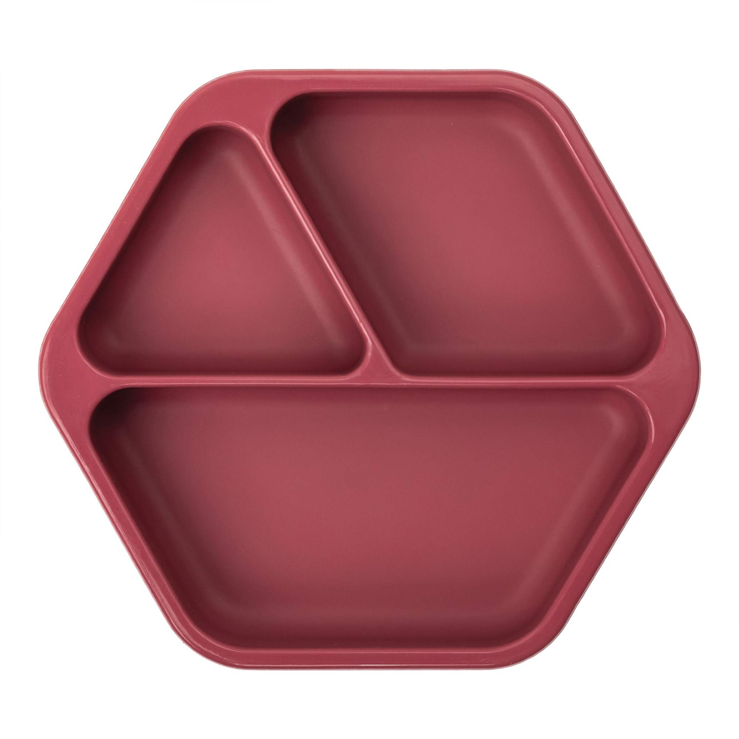 Tiny Twinkle Silicone Suction Plate, Burgundy Overhead_Flat