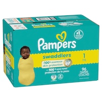 Pampers Swaddler Size 1 Leak-Free Baby Diapers, 96-pc Front_Angled_Right