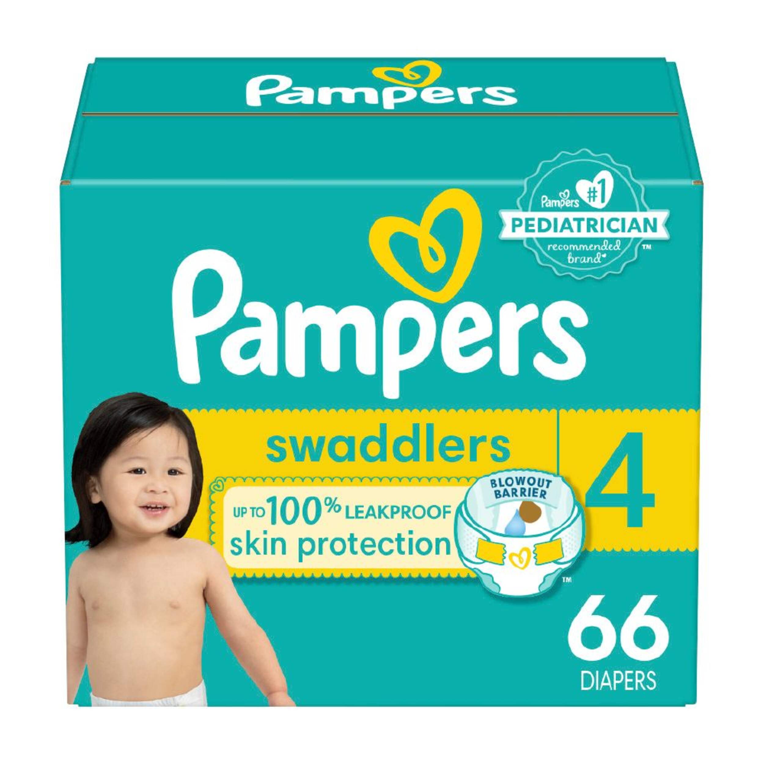 Pampers Swaddler Size 4 Leak-Free Baby Diapers, 66-pc Front_Elevated