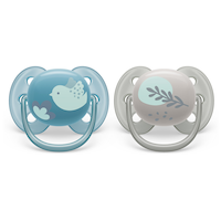 Philips Avent Ultra Soft Pacifier, 6-18 Months, Blue Dove & Silver Leaf, 2-pk Front_Flat