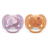 Suce Philips Avent Ultra Doux, 6-18 mois, chiot violet et feuilles orange, paq. 2 Front_Flat