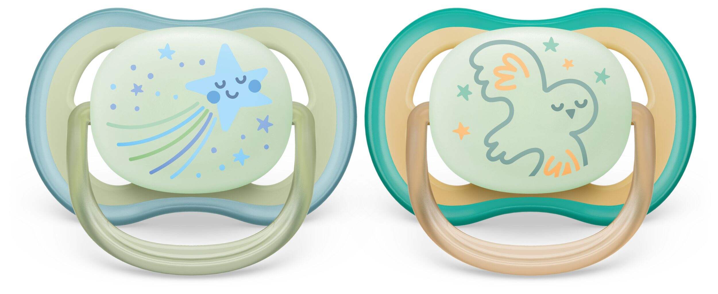 Philips Avent Ultra Air Pacifier, 0-6 Months, Smiling Star & Owl, 2-pk Front_Flat