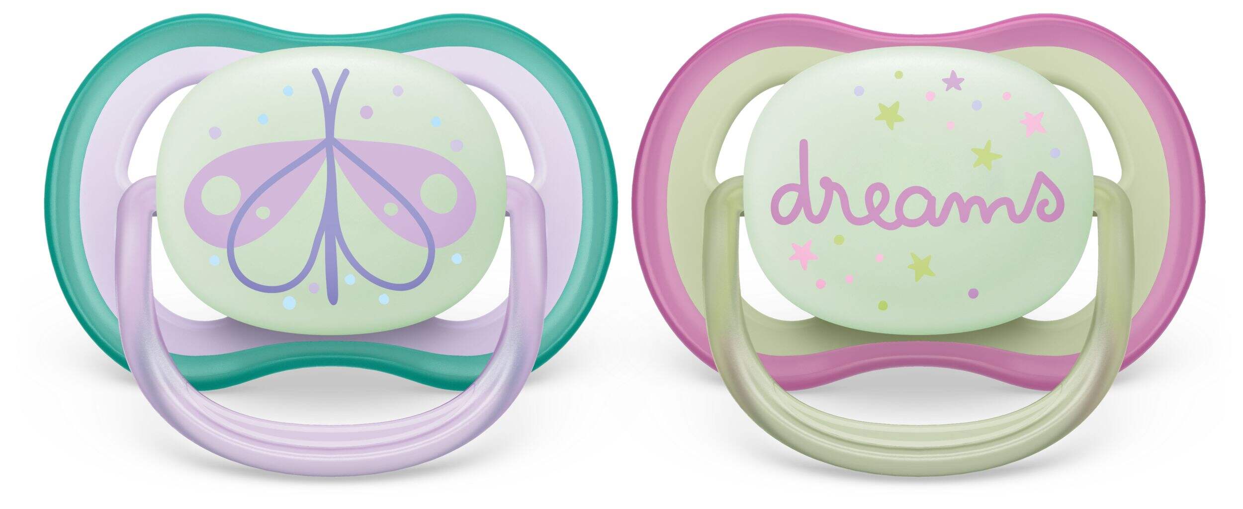 Philips Avent Ultra Air Pacifier, 0-6 Months, Lilac Dragonfly & Dreams, 2-pk Front_Flat