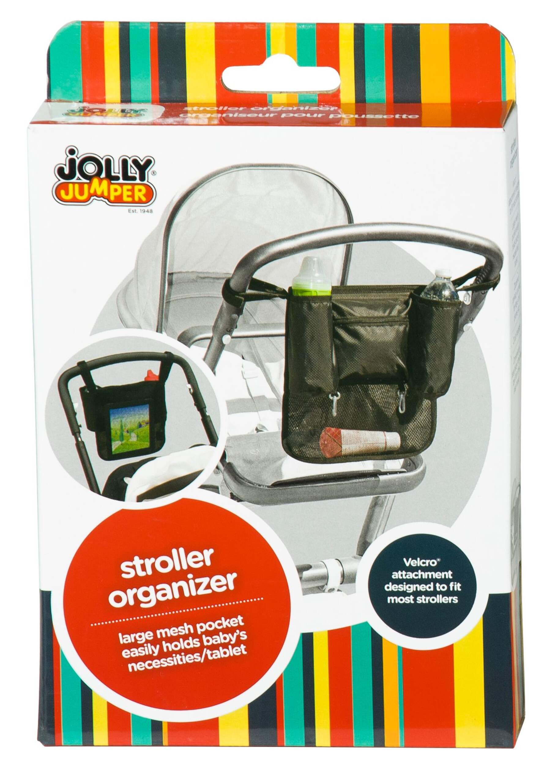 Jolly Jumper Large Stroller Bag Organizer, Black Front_Flat
