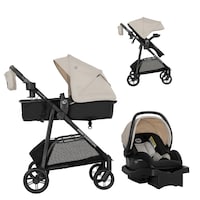 Evenflo Omni Signature Modular Travel System with LiteMax Sport Rear-Facing Infant Car Seat, Coastal Coffee Composite_or_Mixed