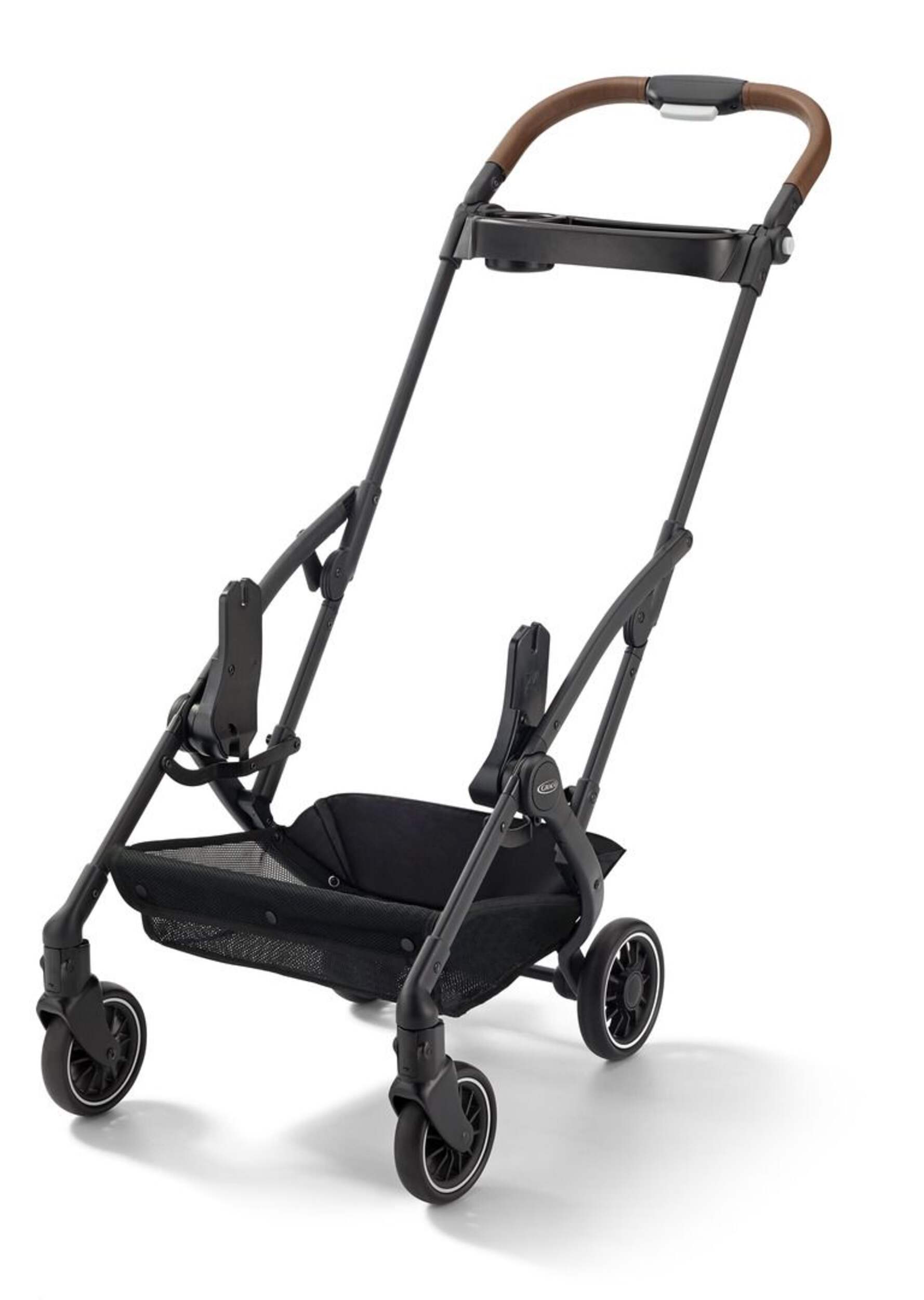 Graco® On-the-Go Max Infant Seat Stroller Frame, Black Front_Three_Fourths_Angled_Left