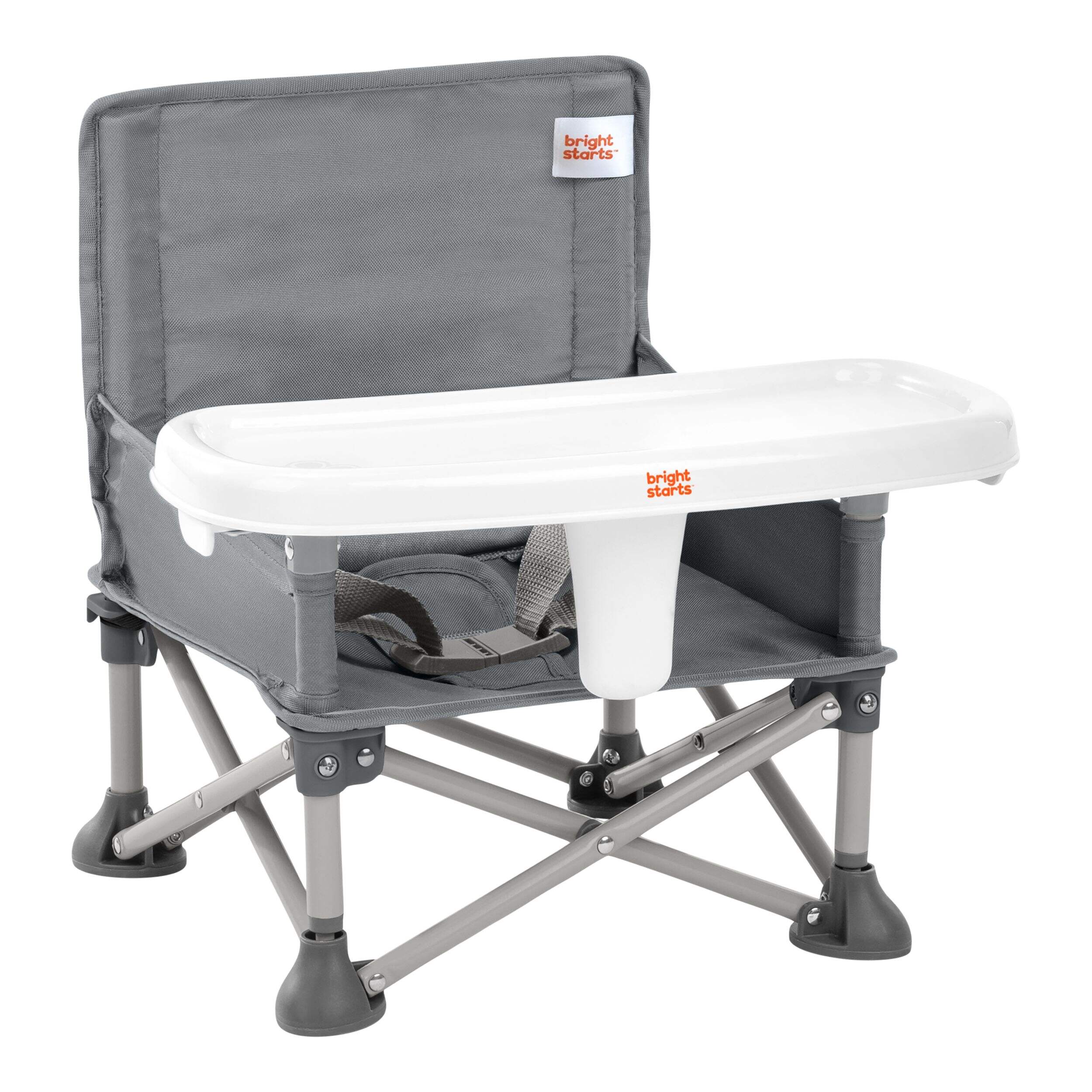 Bright Starts Pop 'N Sit Portable Booster Seat, Grey Front_Three_Fourths_Angled_Right