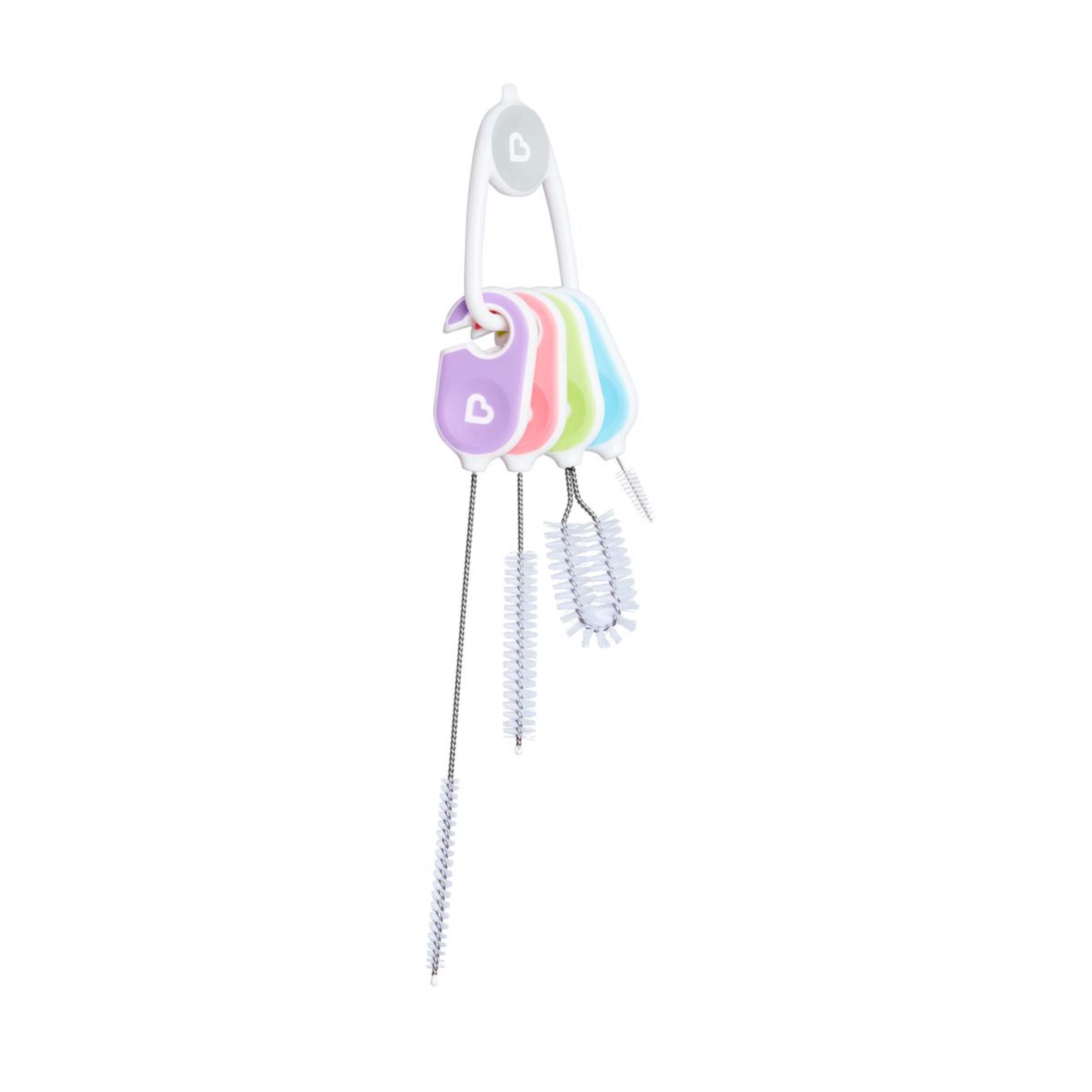 Munchkin® Details™ 4 Brush Set for Baby and Toddler Bottle Front_Three_Fourths_Angled_Right
