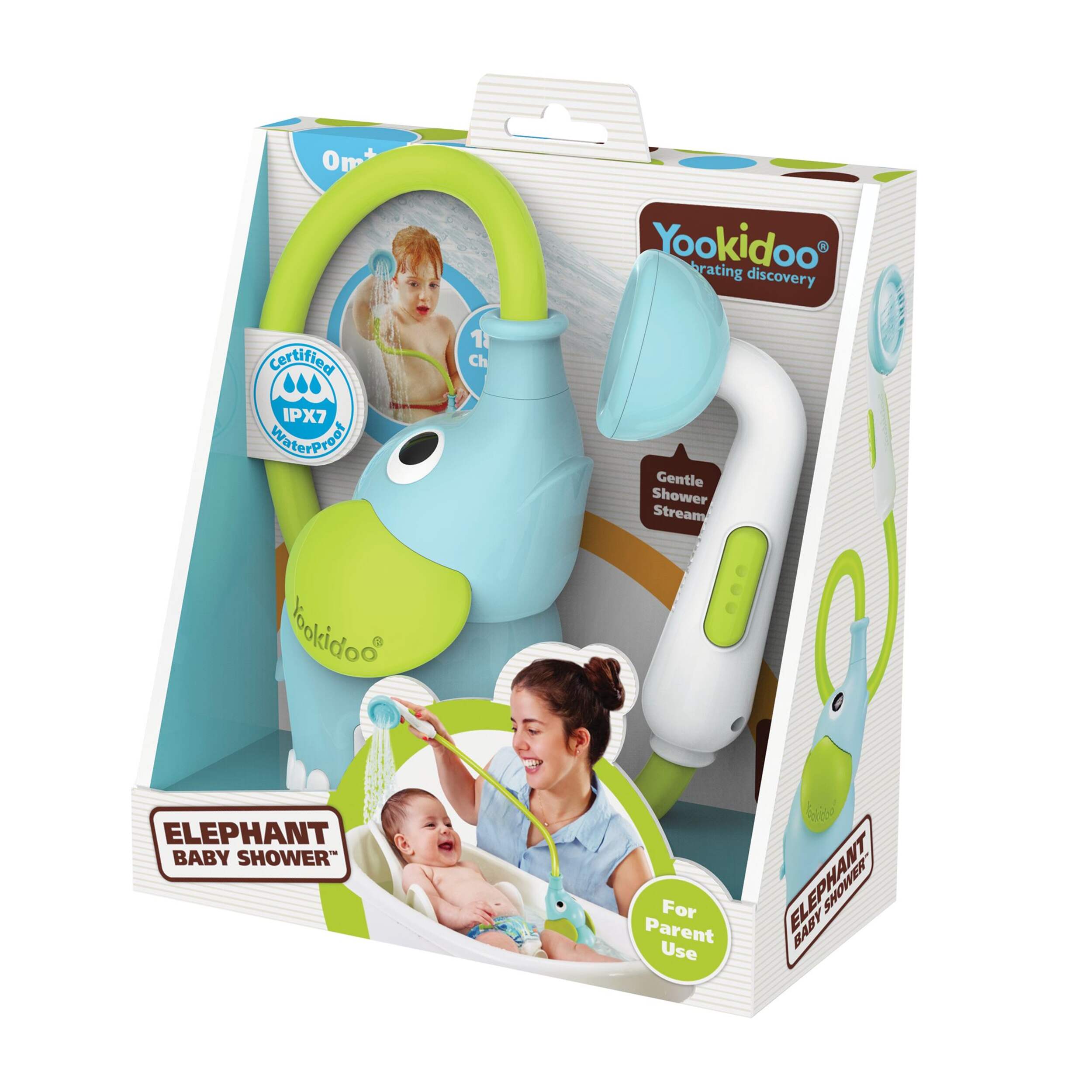 Pomme de douche YOOKIDOO bébé éléphant Front_Angled_Left