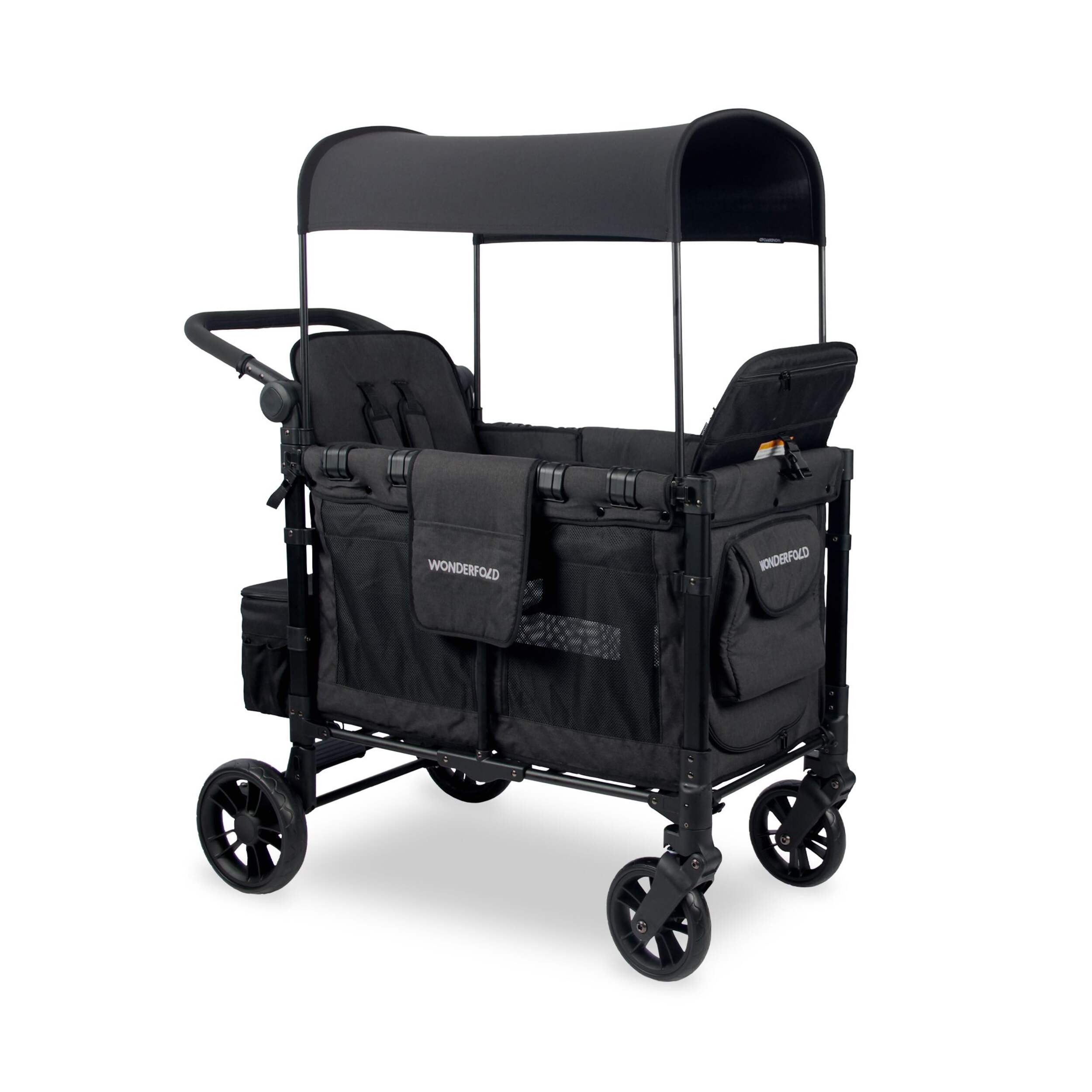 Clek W2 Elite Double Stroller Wagon, 2-Seater, Black Front_Three_Fourths_Angled_Right