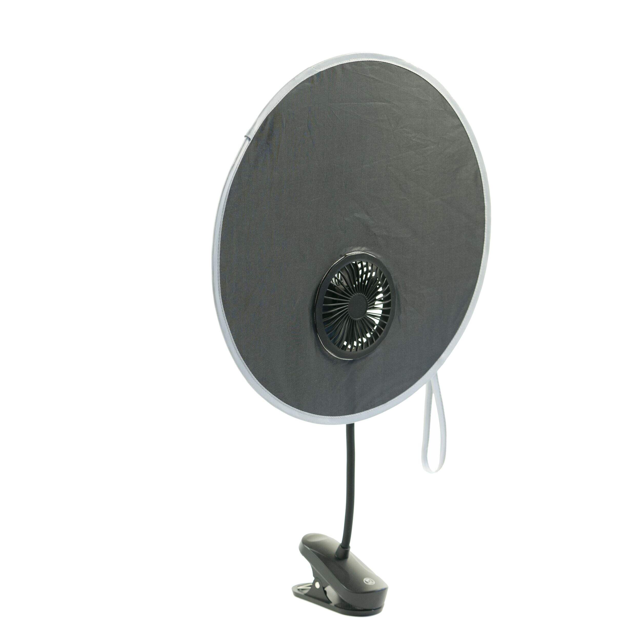 KidCo Coolshade Sunshade + Fan Stroller Accessory, Universal Fit Front_Three_Fourths_Angled_Right