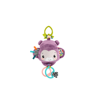 Fisher-Price® Sing n Go Purple Monkey Plush Baby Stroller Sensory Toy For Newborns Front_Flat