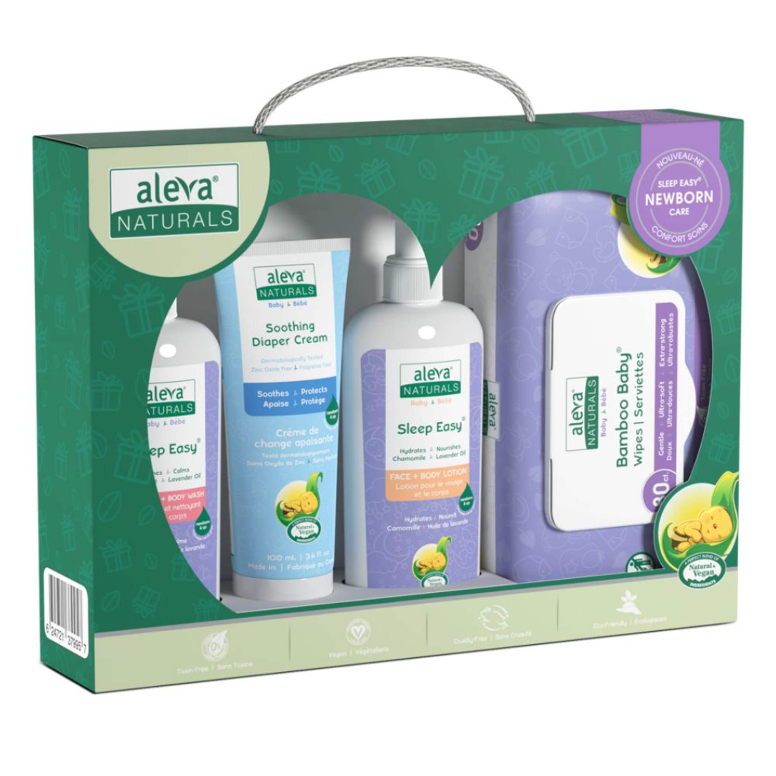 Aleva Naturals Baby/Newborn Sleep Easy Care Set, Hypoallergenic Front_Angled_Right