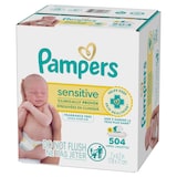 Pampers Unscented Sensitive Skin Baby Wipes, 504-pcs, 6-pk Front_Angled_Left