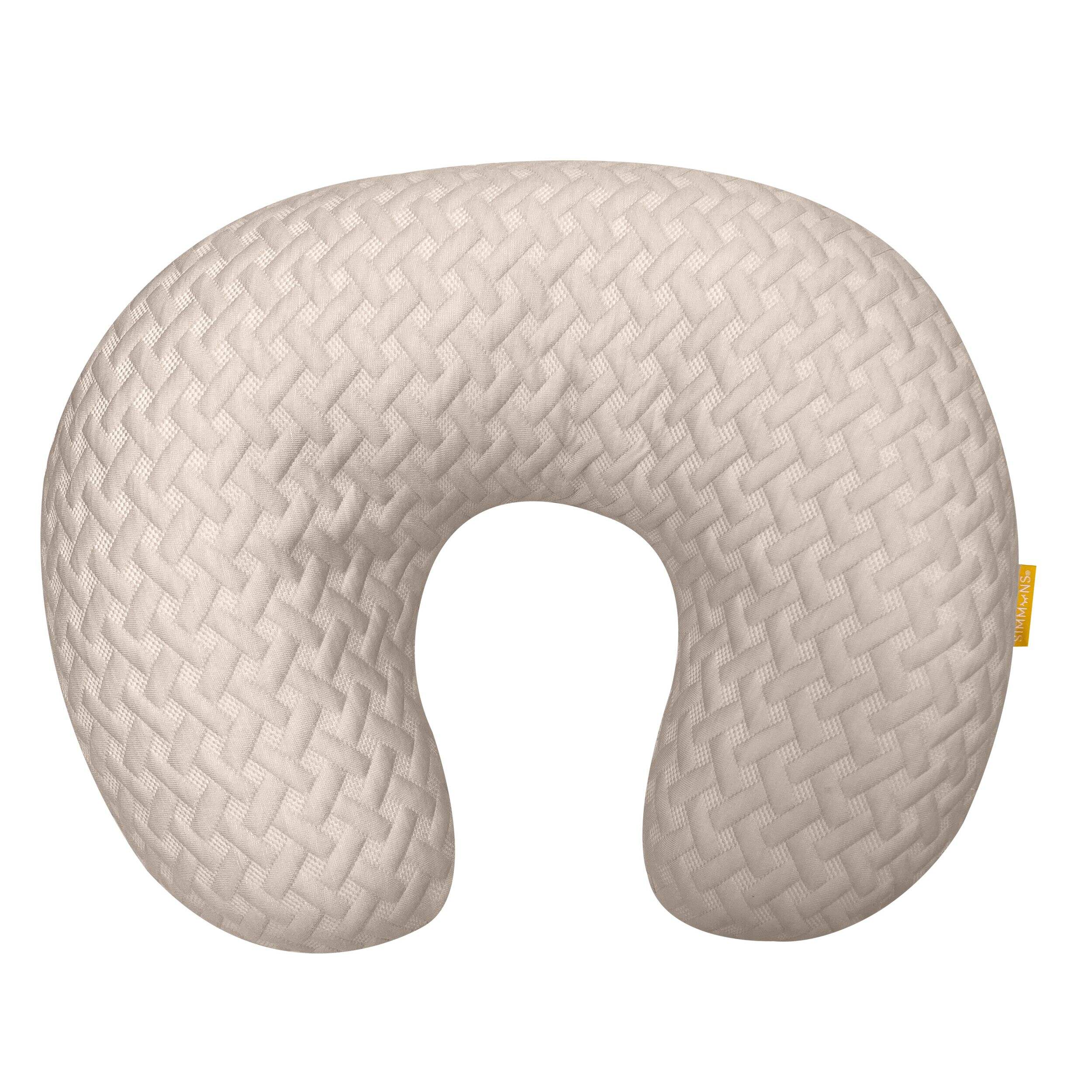 Simmons Deluxe Nursing Pillow with Removable Cover, Sand Overhead_Flat