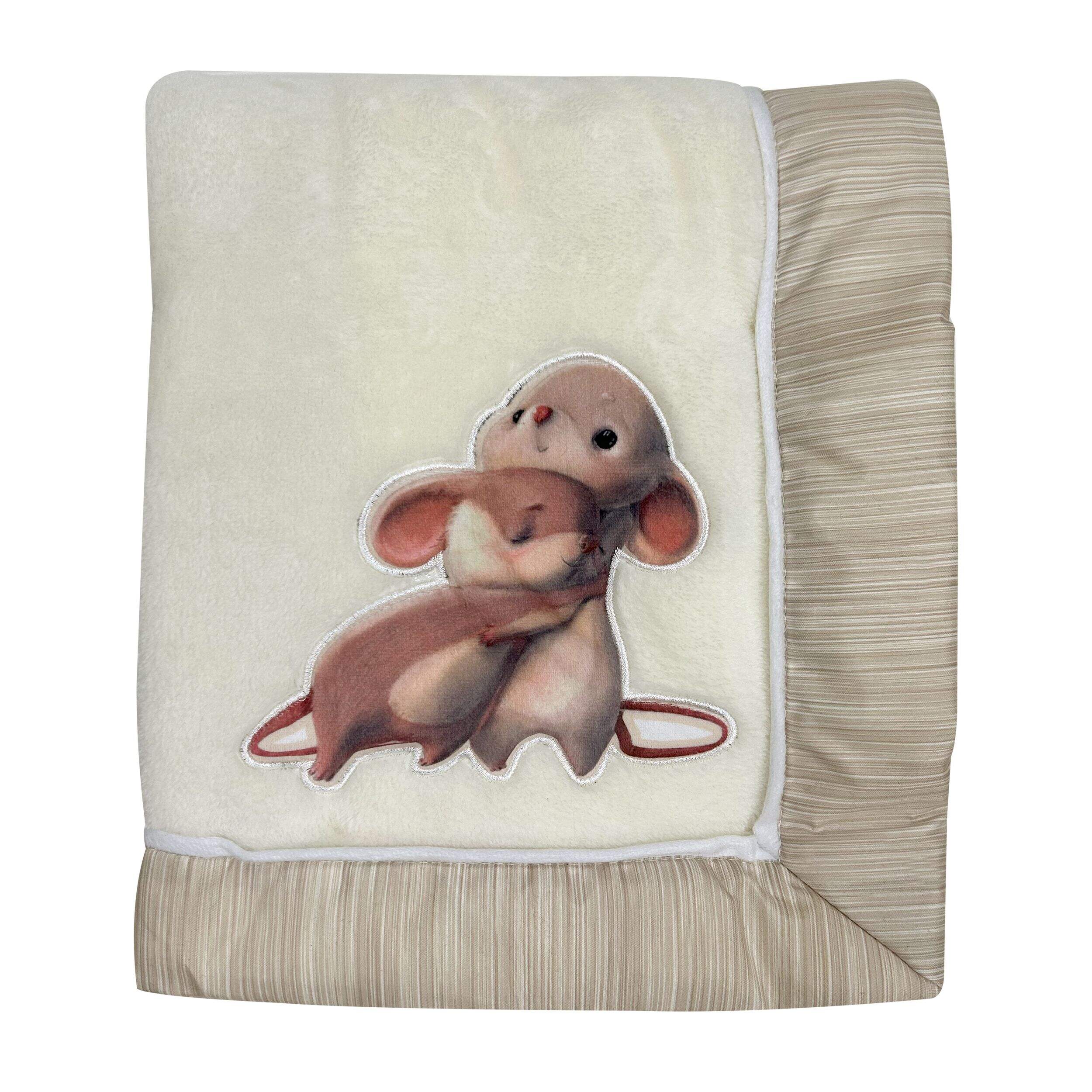 Simmons Blanket with Digital Applique, 30 x 36-in, Beige Front_Flat