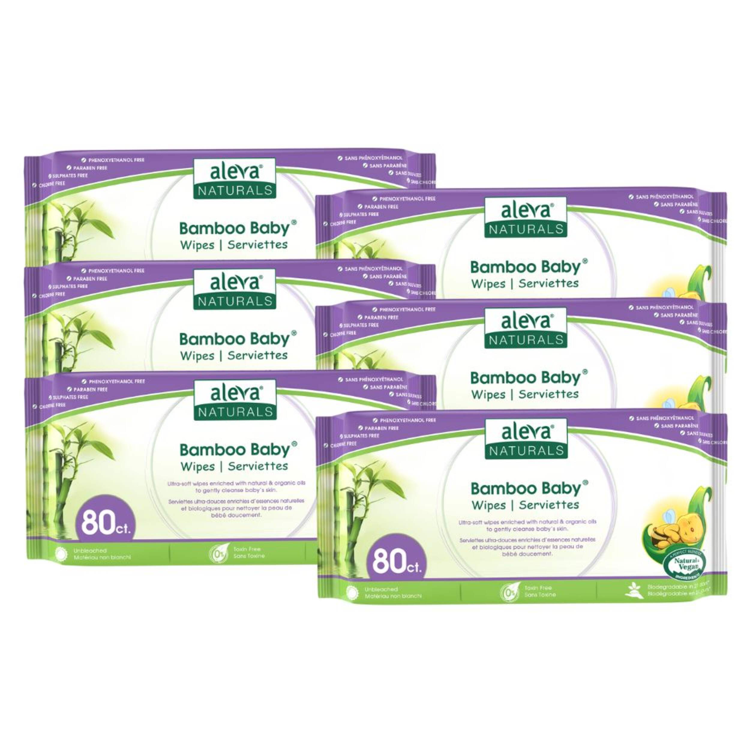 Aleva Naturals Bamboo Baby Wipes, 480-ct Front_Flat