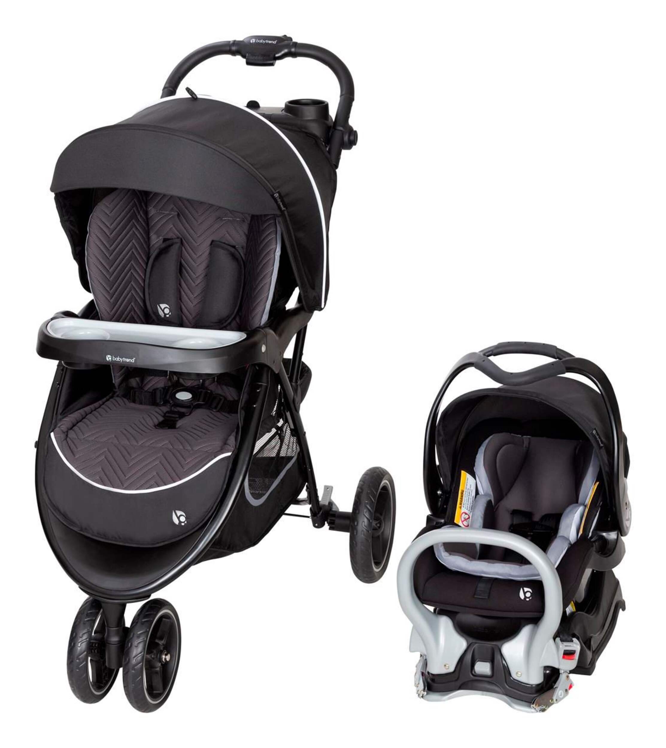 BabyTrend Skyview Plus Stroller & Car Seat Travel System, Vanta Black Front_Angled_Left
