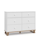 Storkcraft Modern 6-Drawer Double Dresser/Chest, White with Vintage Driftwood Front_Angled_Right