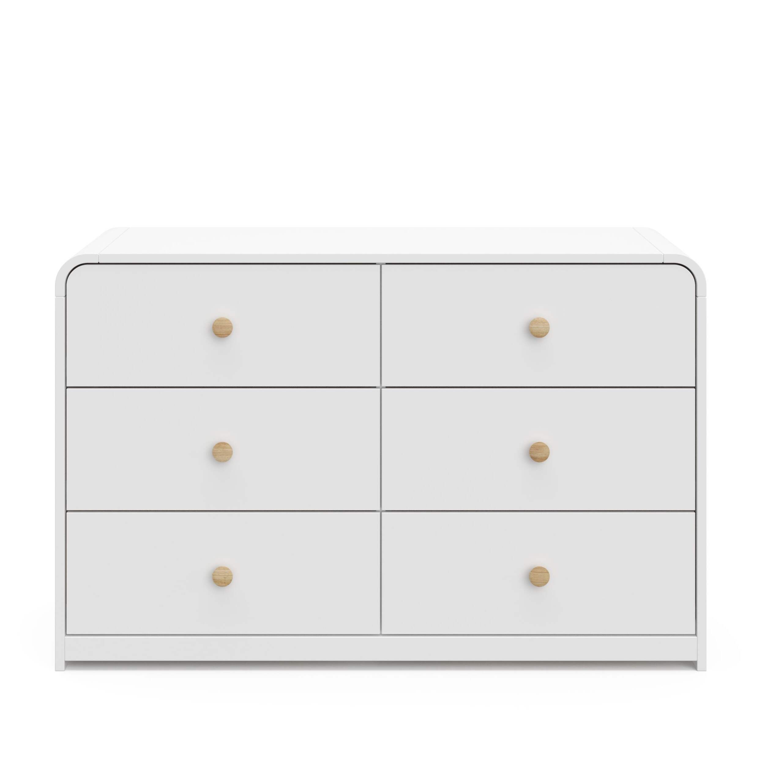 Commode double à 6 tiroirs deux tons Storkcraft Santos, blanc Front_Flat