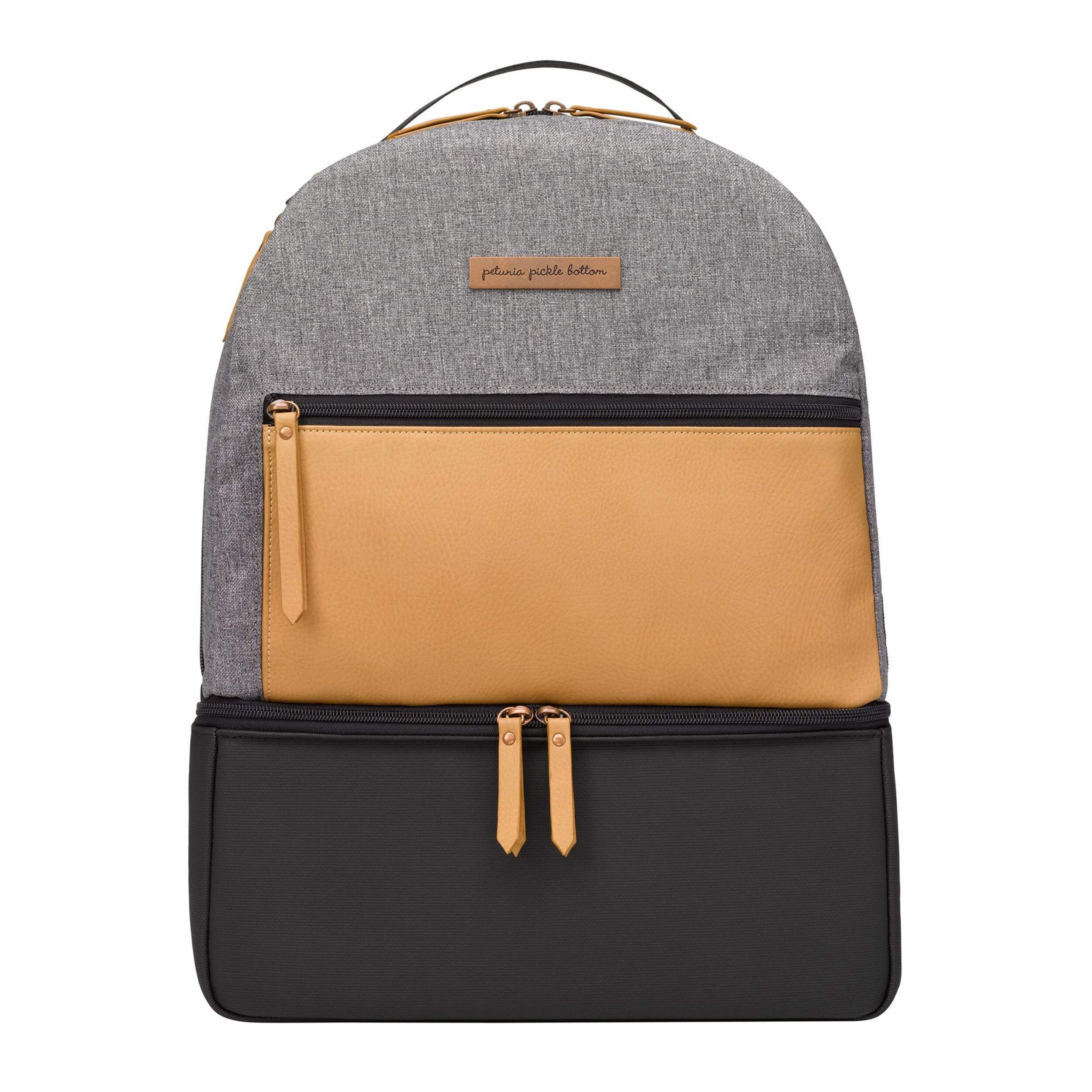 Petunia Pickle Bottom Axis Backpack Diaper Bag, Camel/Graphite Front_Flat