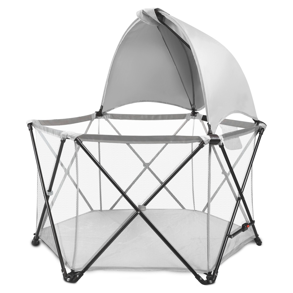 Harmony PopUp Playard with Half Canopy, Grey Canadian Tire
