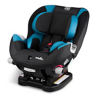 Evenflo Triumph Convertible Carseat, Active Aqua Front_Three_Fourths_Angled_Left