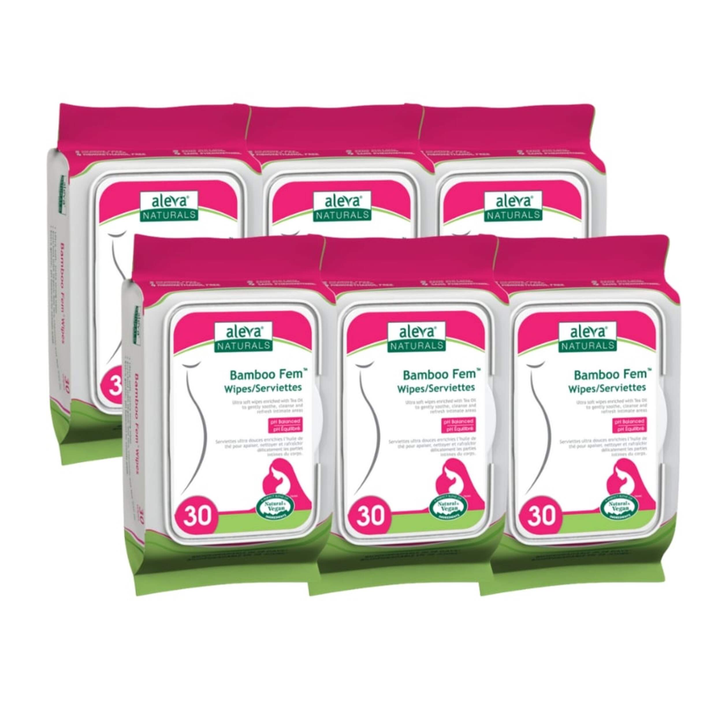 Lingettes d'hygiène féminine Aleva Naturals, format économique Front_Angled_Right
