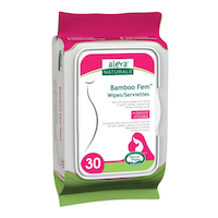 Aleva Naturals® Fem Wipes, Economy Pack Front_Angled_Right