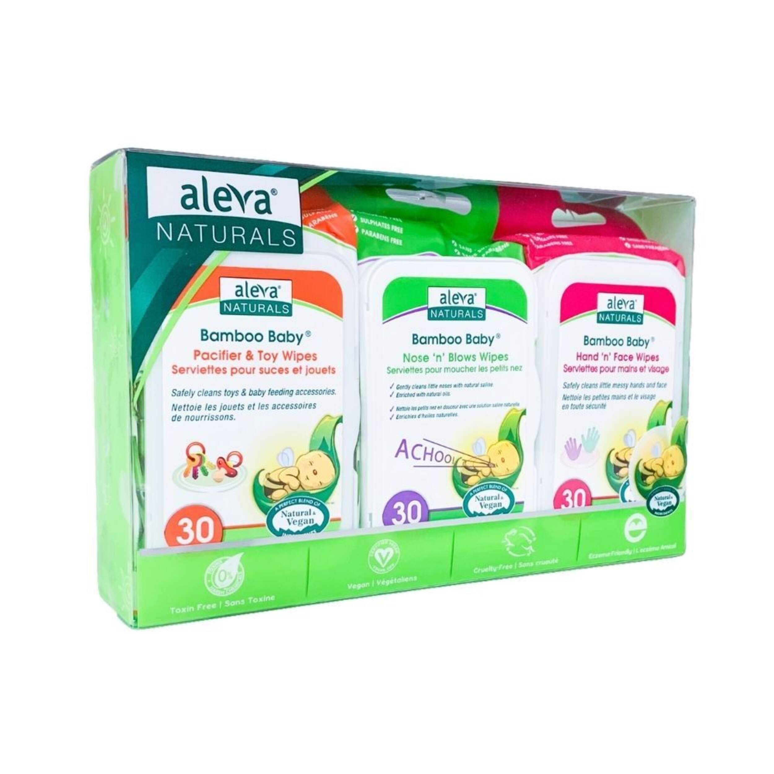 Aleva Naturals® Bamboo Baby® Specialty Wipes Pack Front_Angled_Right