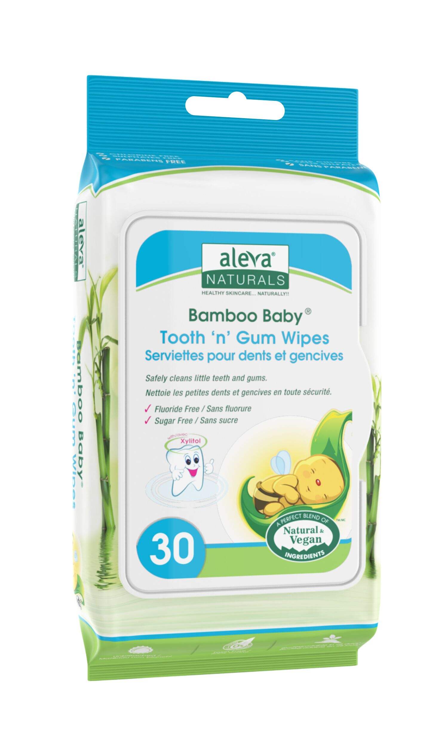 Aleva Naturals® Bamboo Baby Daily Essentials Wipes Pack Front_Angled_Right