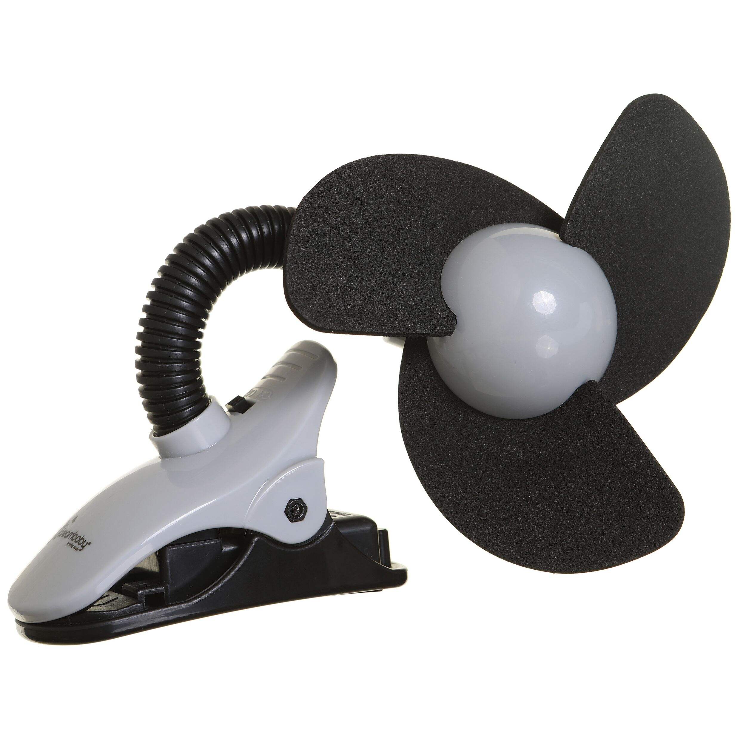 Dreambaby® Clip-On Stroller Fan, Black/Silver Front_Three_Fourths_Angled_Left
