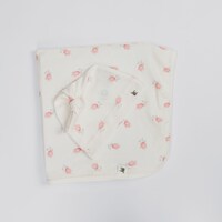 Couverture et bonnet tulipe en coton biologique de qualité supérieure The Elk Baby Front_Flat